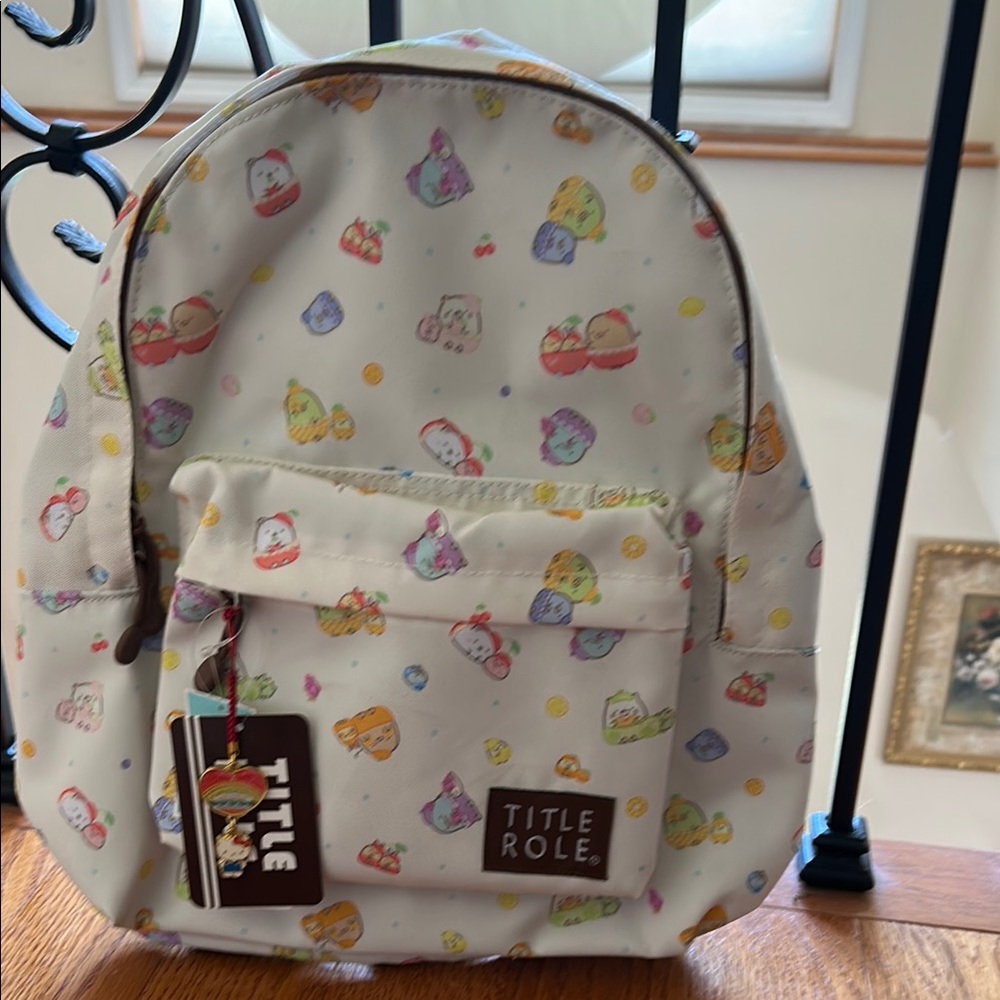 Kids Backpack - Cream with Multicolor Print